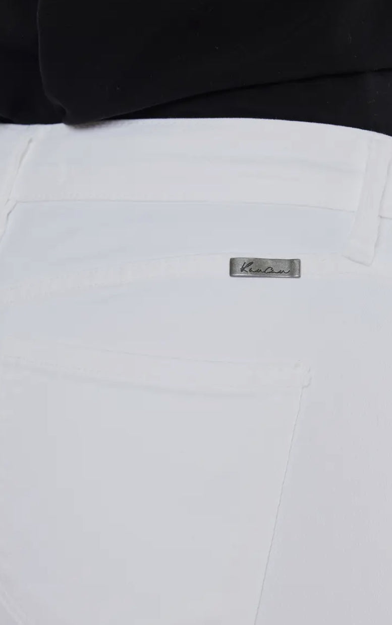 KanCan White Cropped Jeans With Frayed Hem