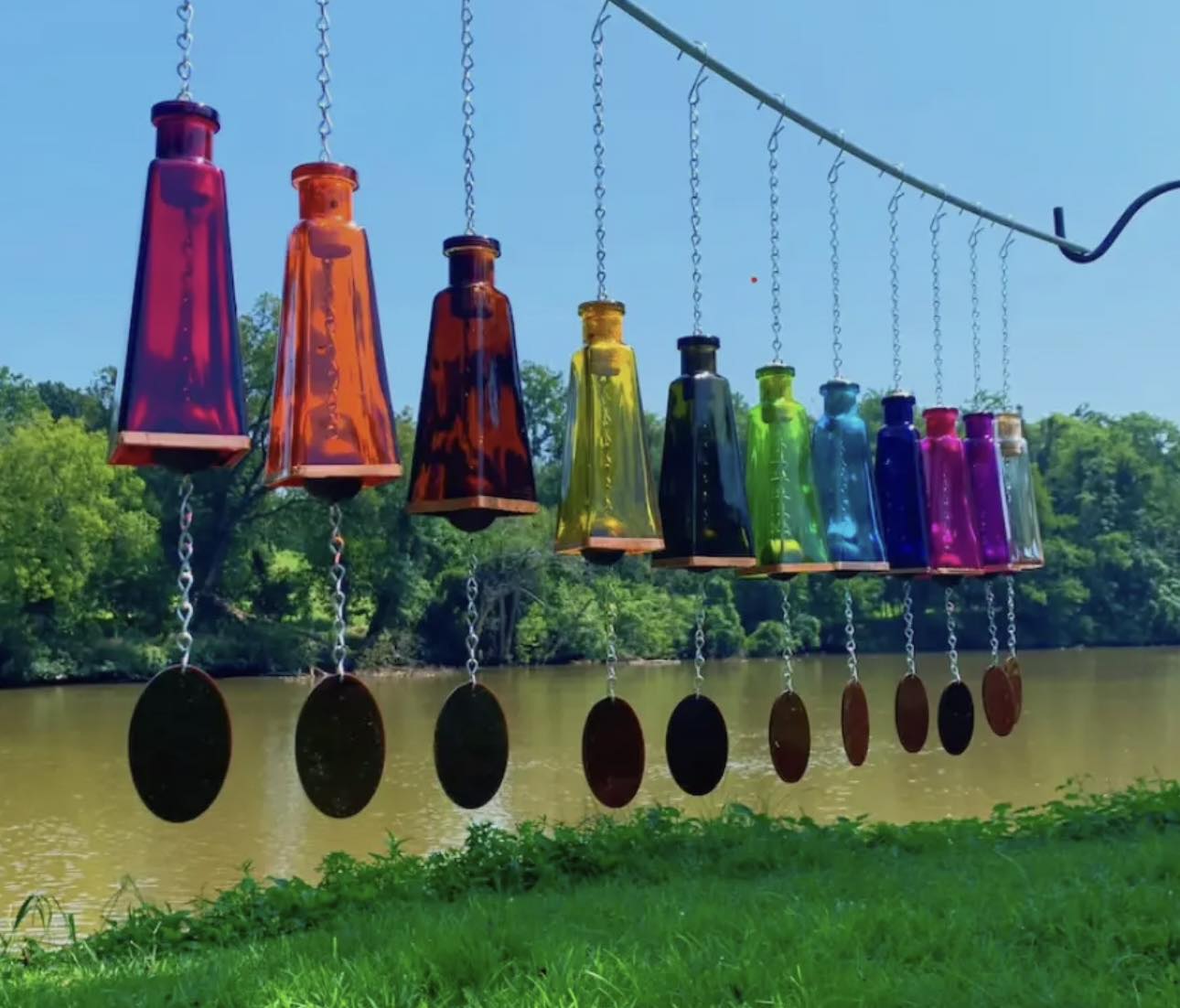 Glass Pyramid-Shaped Bottle Wind Chimes