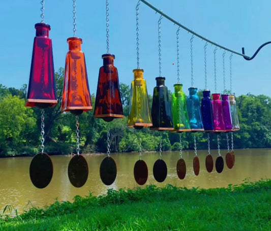 Glass Pyramid-Shaped Bottle Wind Chimes