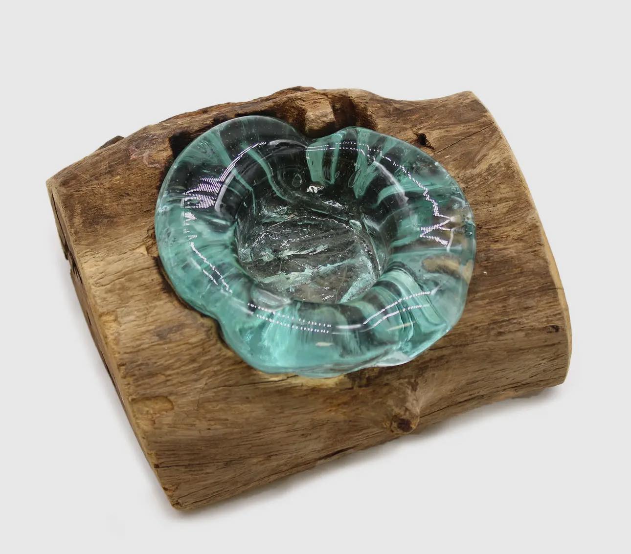 Molton Glass Candle Single Holder On Wood