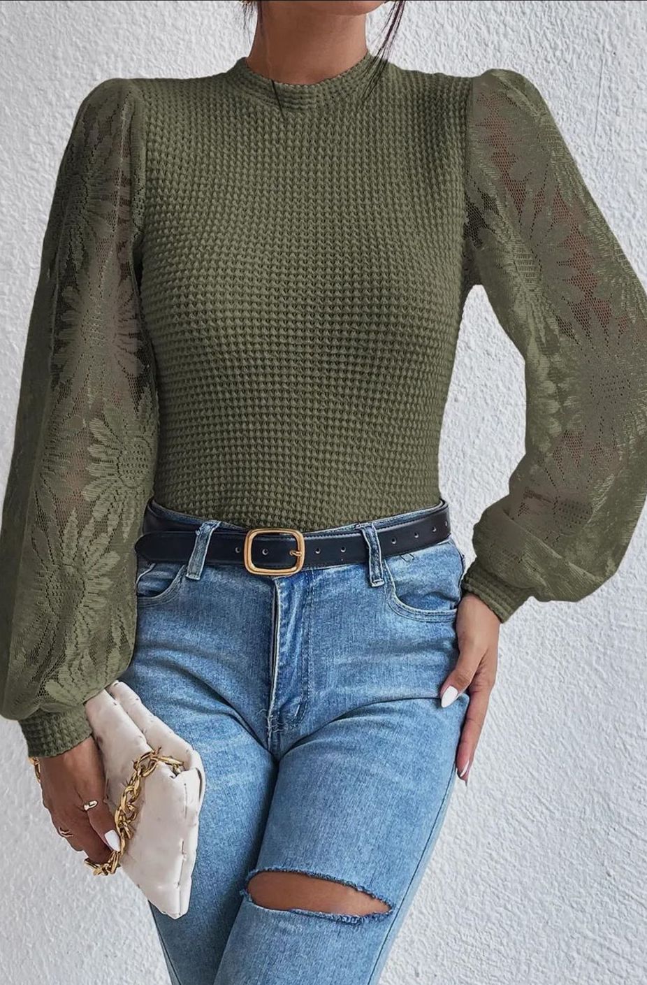 Sunflower Mesh Bubble Sleeve Top