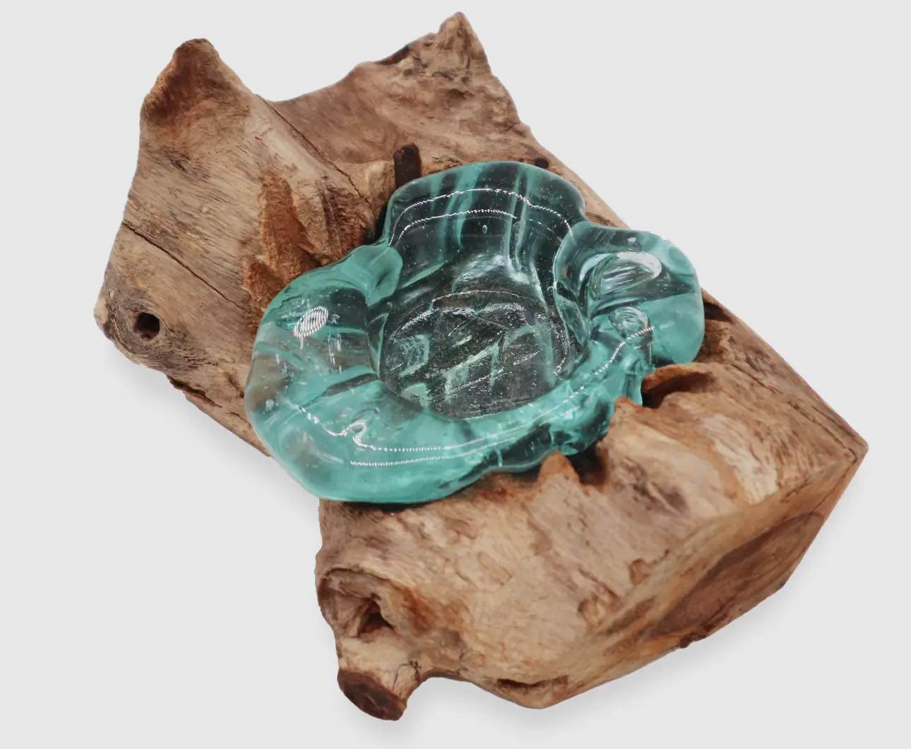 Molton Glass Candle Single Holder On Wood