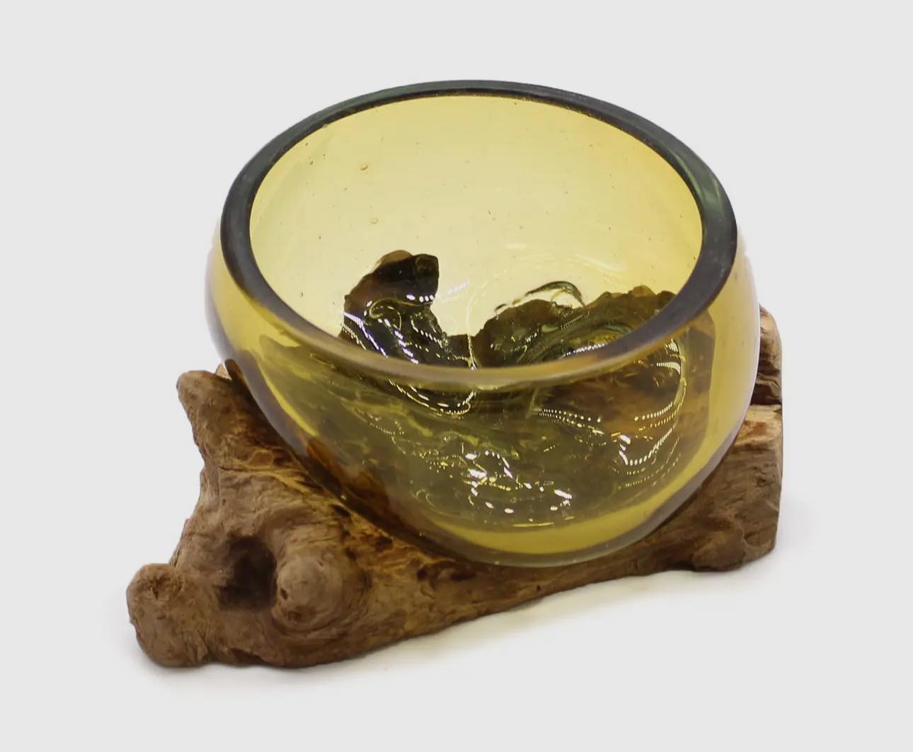 Molton Glass Candy Dish/Planter On Wood