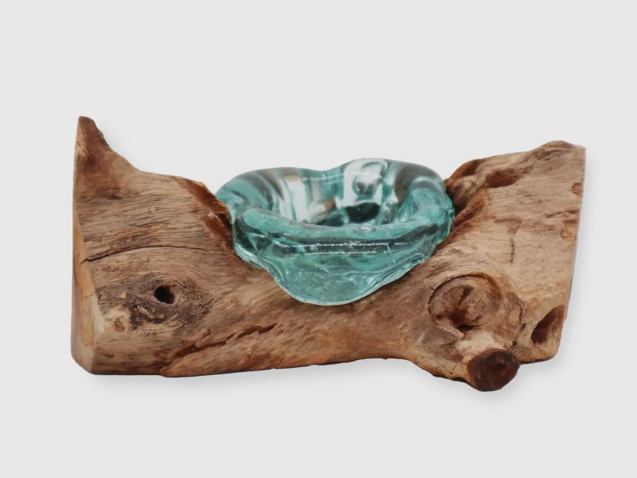 Molton Glass Candle Single Holder On Wood
