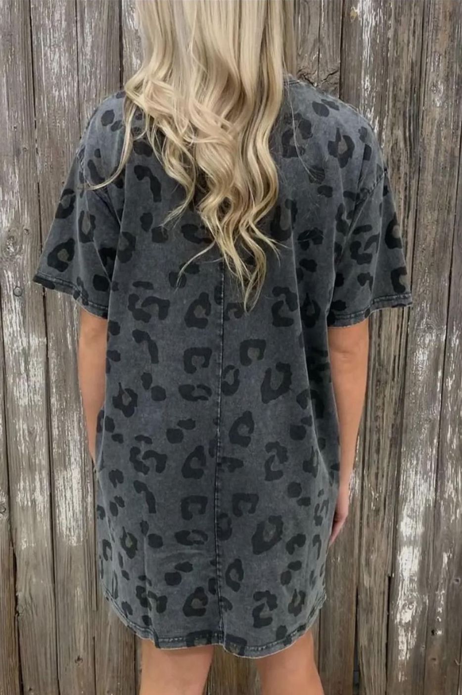 Vintage Stone Wash Leopard Pocket Mini Dress