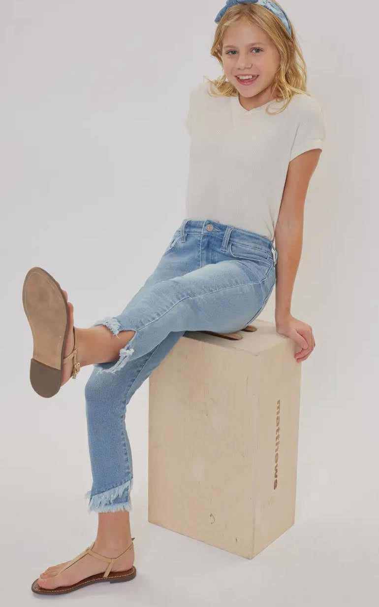 Girls (Kids) Frayed Cropped Jean