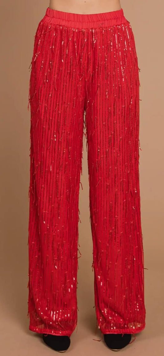 Red Sequins Pants
