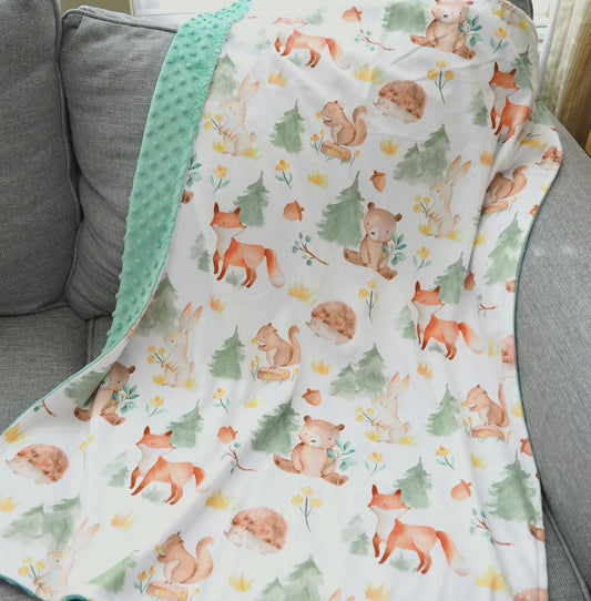 Baby & Toddler Minky Blanket - Forest Friends (Fox/Squirrels)