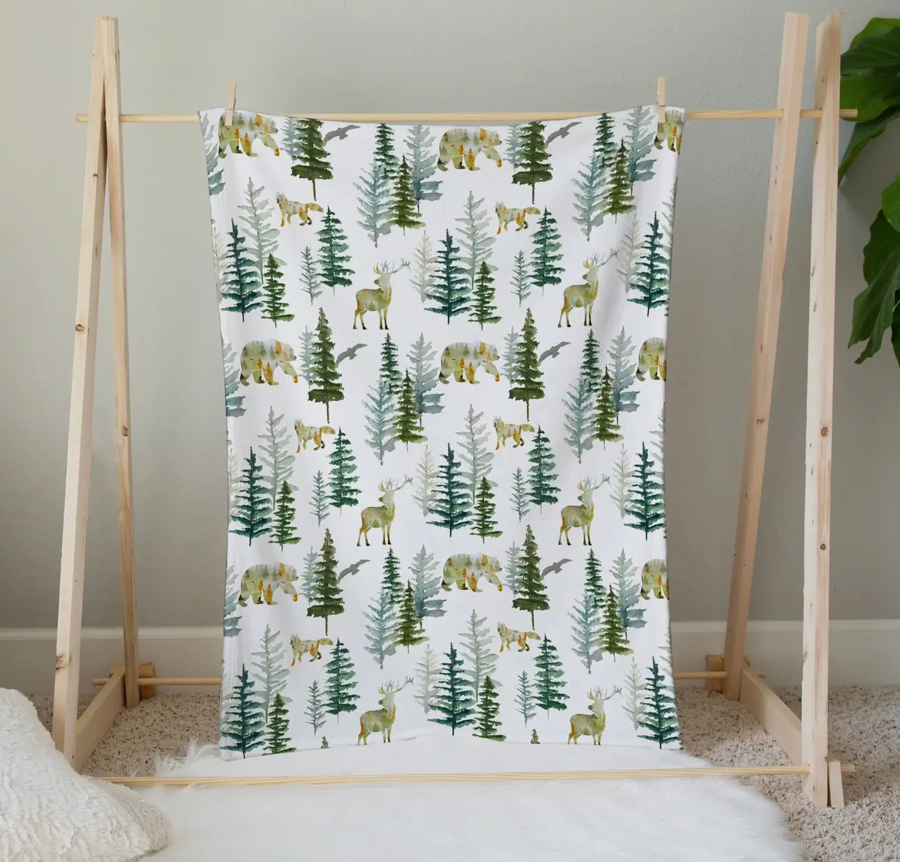 Baby & Toddler Minky Blanket - Forest Friends (Bear/Deer)