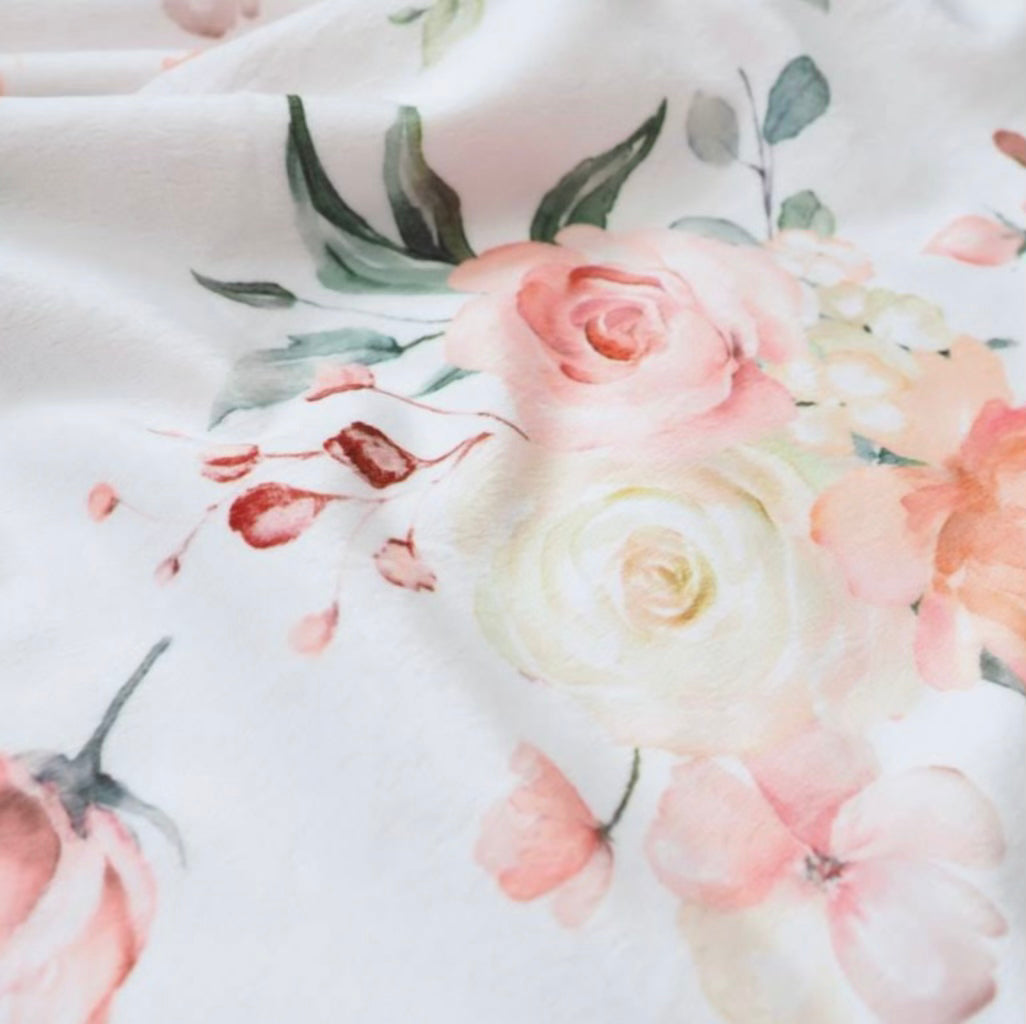 Baby & Toddler Minky Blanket - Honey Lemonade Peach Floral