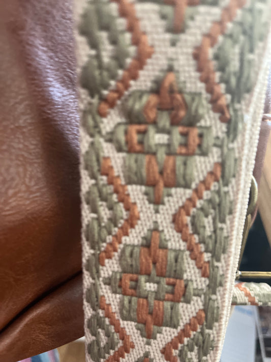 Leather Sling Bags with Woven Strap