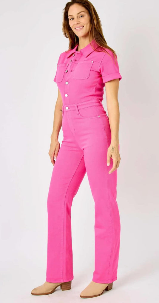 Judy Blue Hot Pink Jump Suit