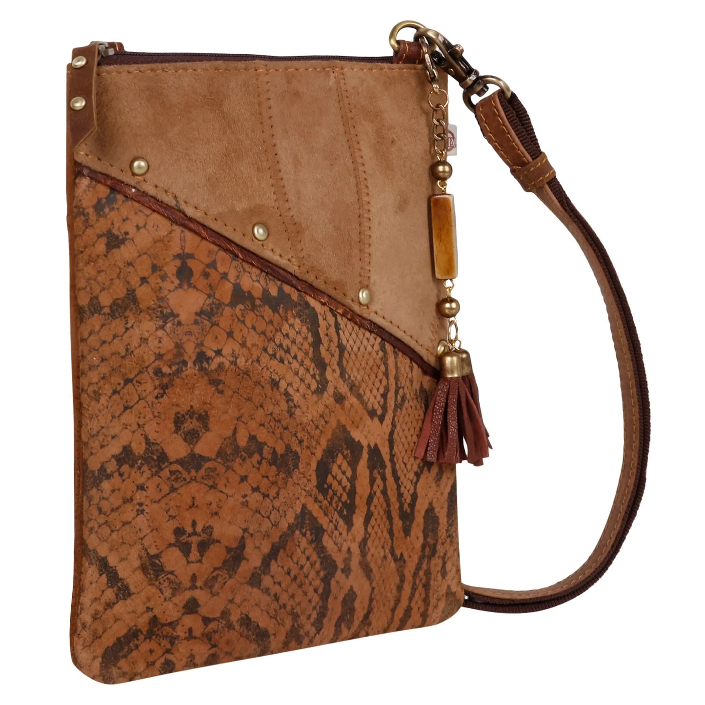 Suede Reptile Print Crossbody