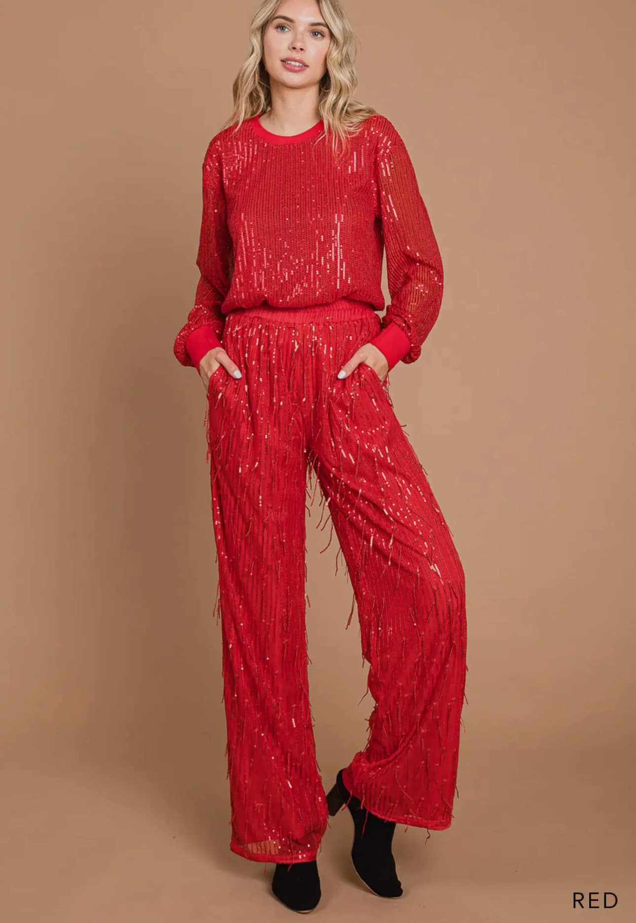 Red Sequins Pants