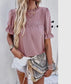 Mauve Lace Hollow Out Ruffle Loose Fit Blouse