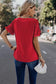 Red Solid Round Neck Ruffle Loose Fit Top