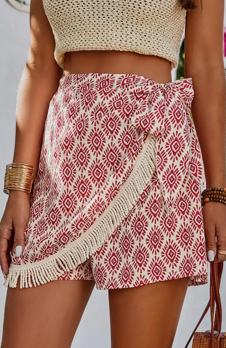 Fringe Trimmed Skort