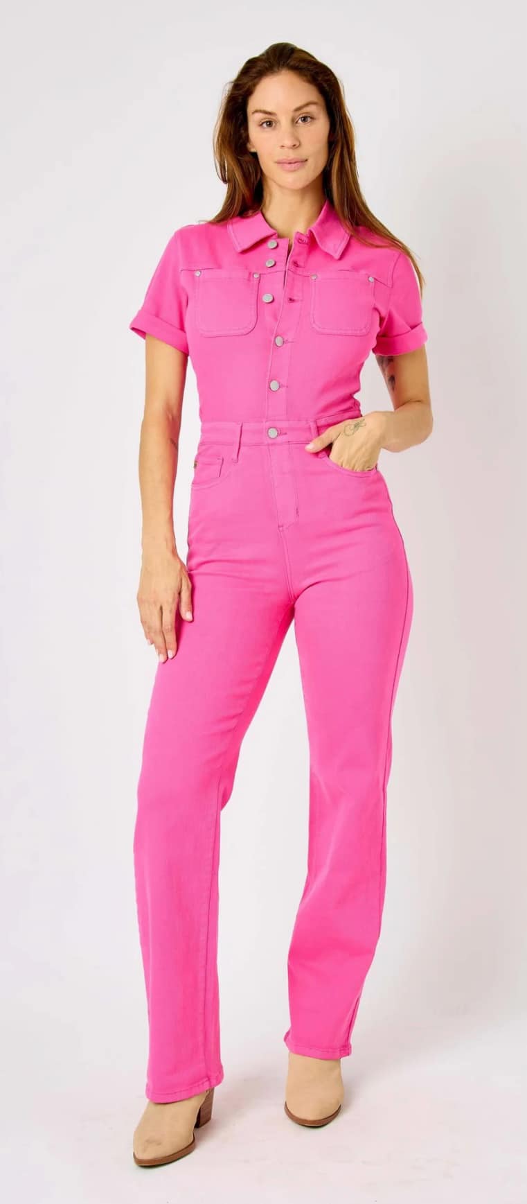 Judy Blue Hot Pink Jump Suit