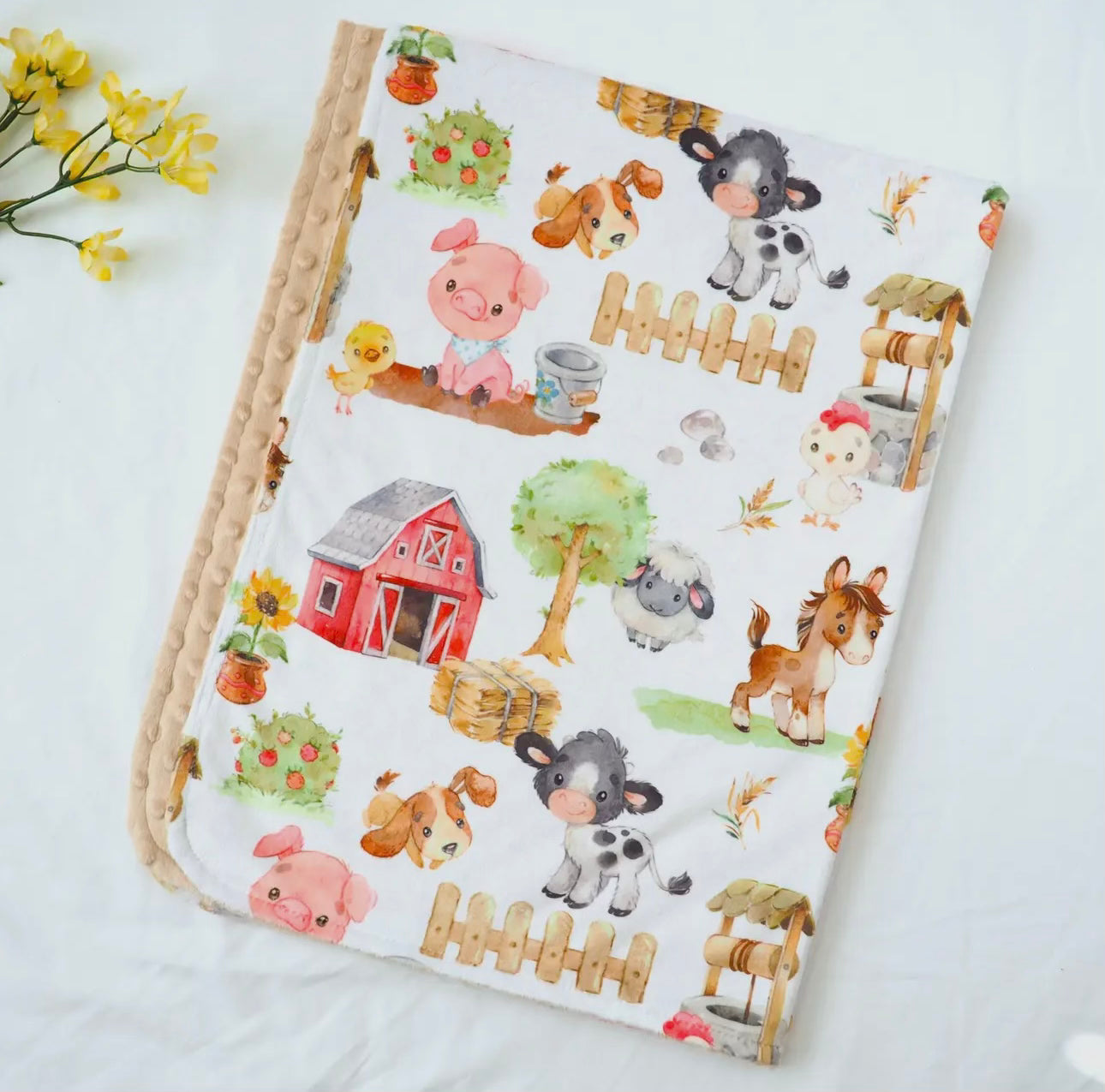 Baby & Toddler Minky Blanket Farm Animals