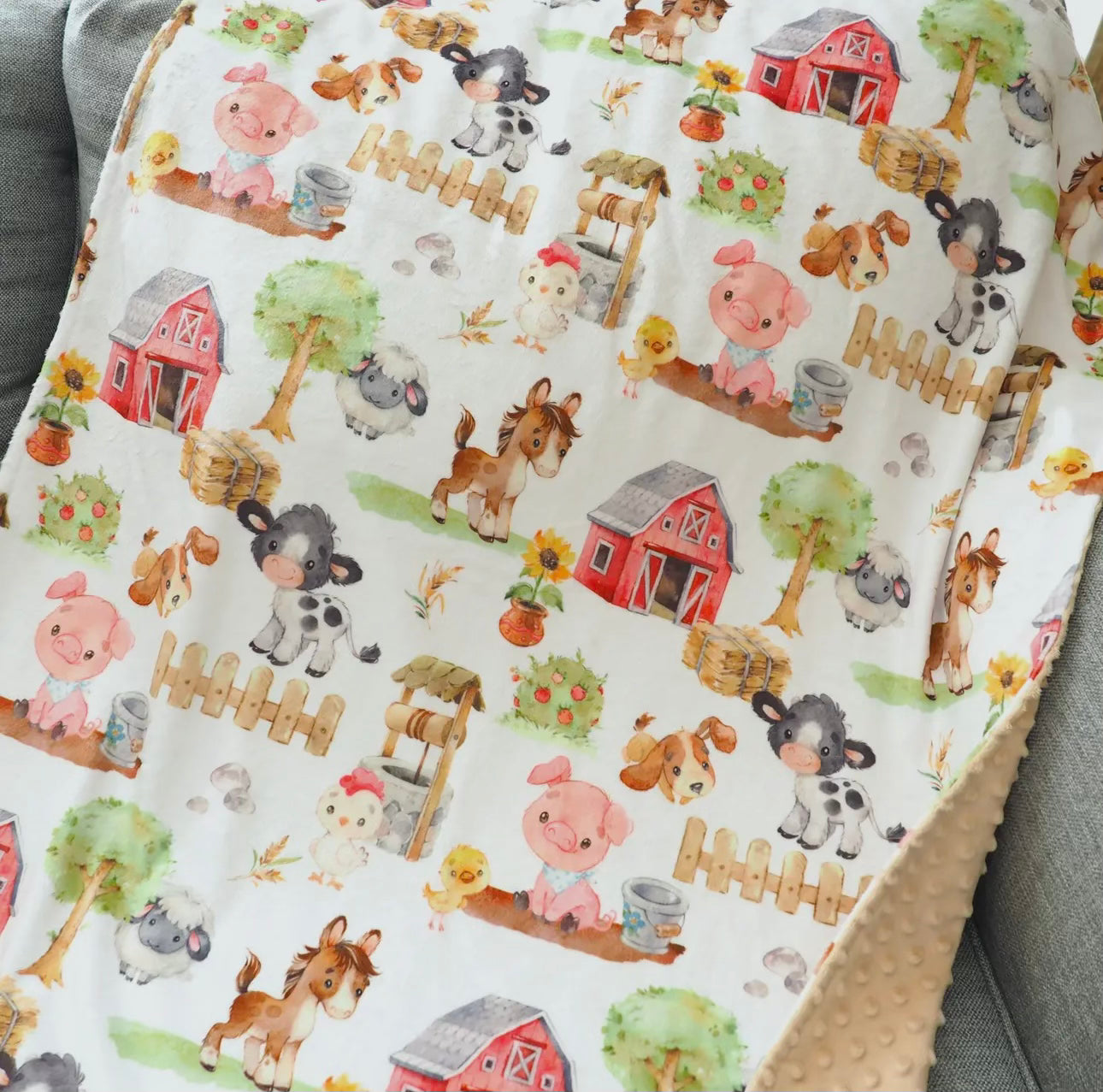 Baby & Toddler Minky Blanket Farm Animals