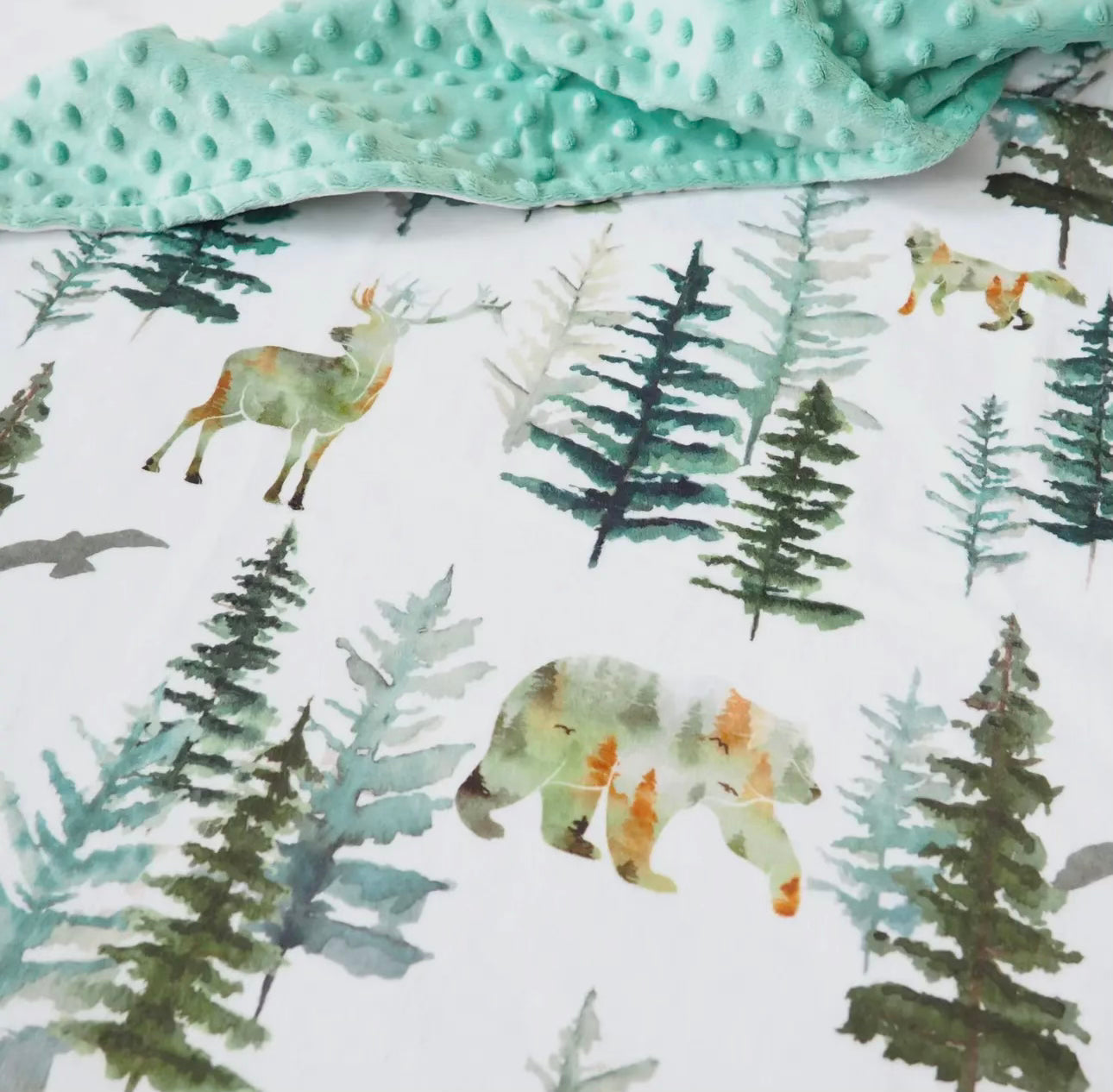 Baby & Toddler Minky Blanket - Forest Friends (Bear/Deer)