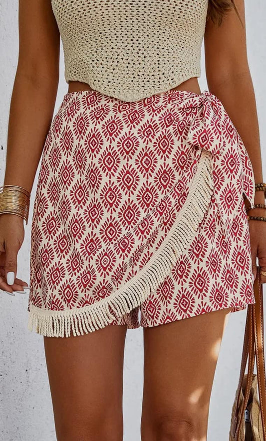 Fringe Trimmed Skort